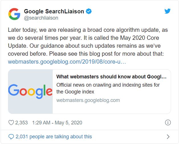 Google-Releases-May-Core-2020-Core-Algorithm-Update